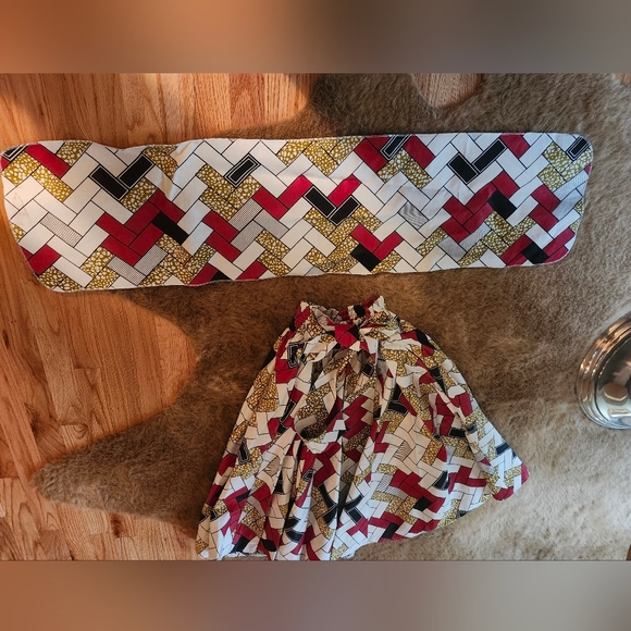 African Geometric print Skirt With BELT And SCARF! - Picture 5 of 7